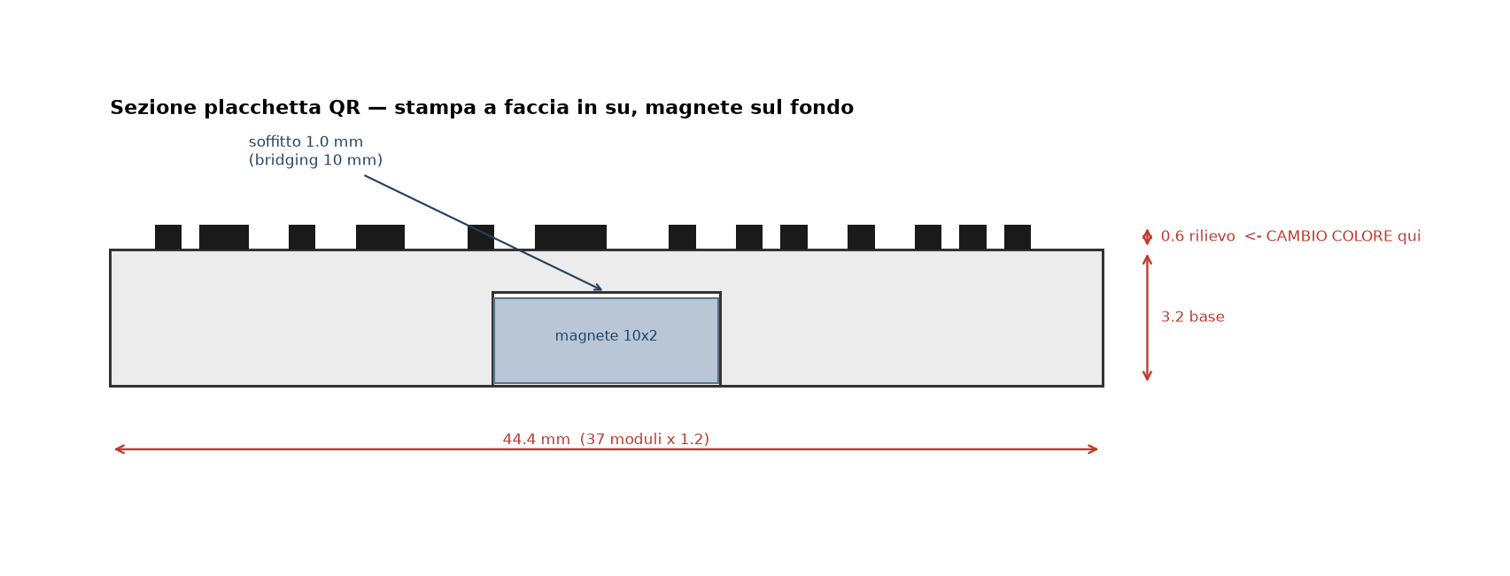 Sezione quotata della placchetta